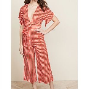 Faithfull the Brand Gingham Red Cedric Jumpsuit